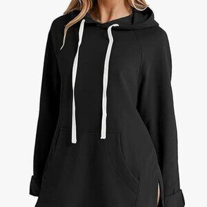 The Warmy Women Oversized Hoodie, Pullover Long Sweatshirt Split Hem With Pocke